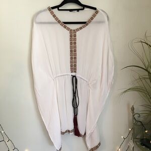 BOHO BEACHY White Gauze Swimsuit Coverup Kaftan